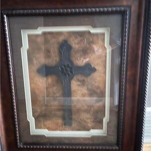 Elegant Brown Framed Cross Wall Art